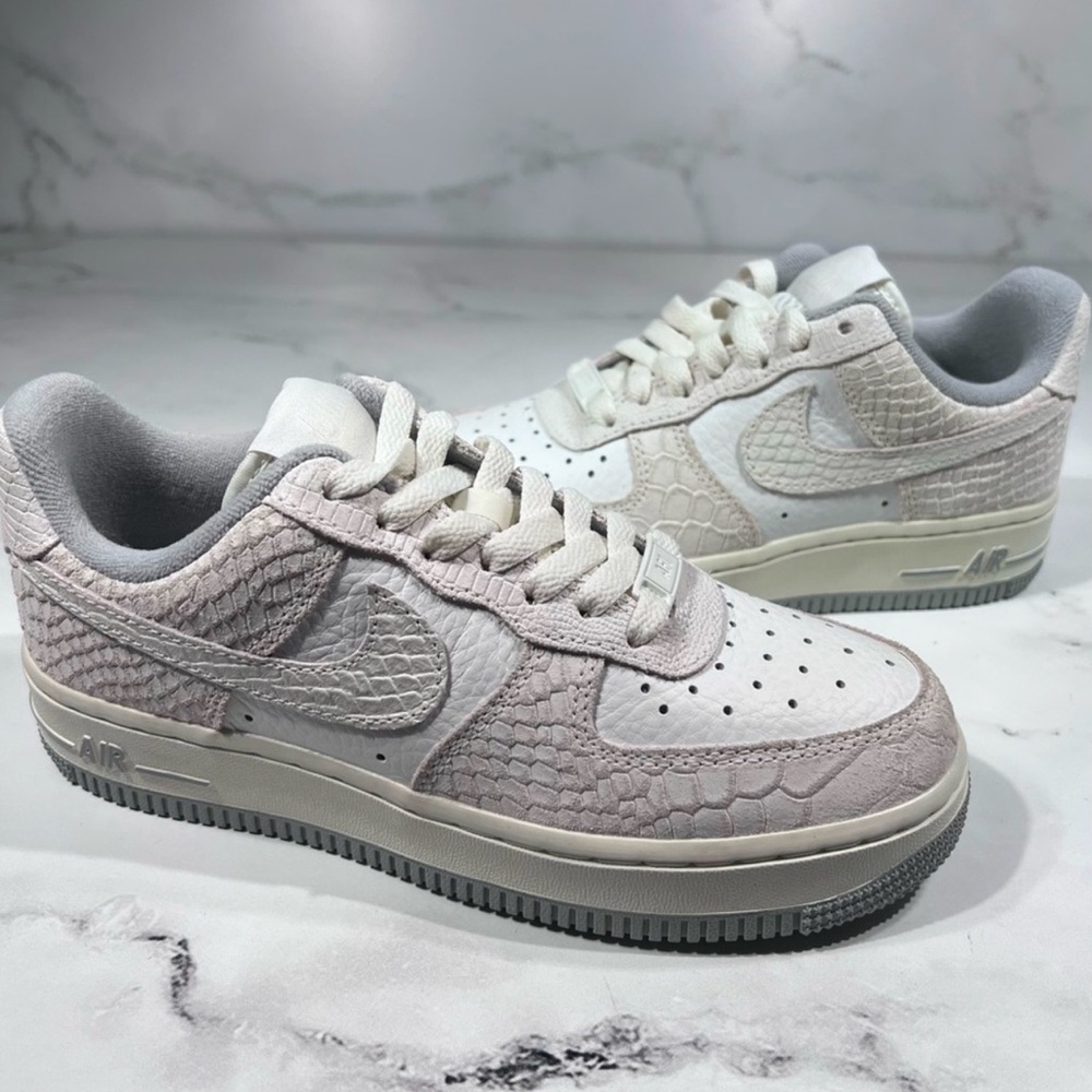 Nike Air Force 1 ‘07 White Python Summit White Sail Leather Sneakers